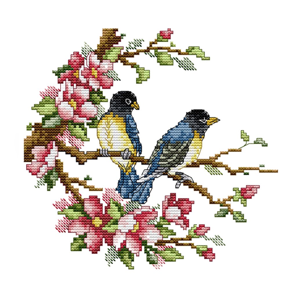 14ct Stamped Cross Stitch Flower Birds (27*25cm)