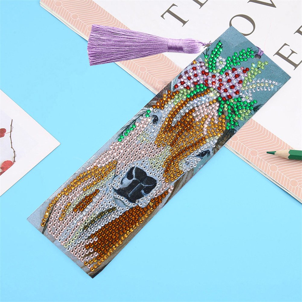 DIY Cattle Rhinestone Diamond Painting Leather Bookmarks Leather Craft