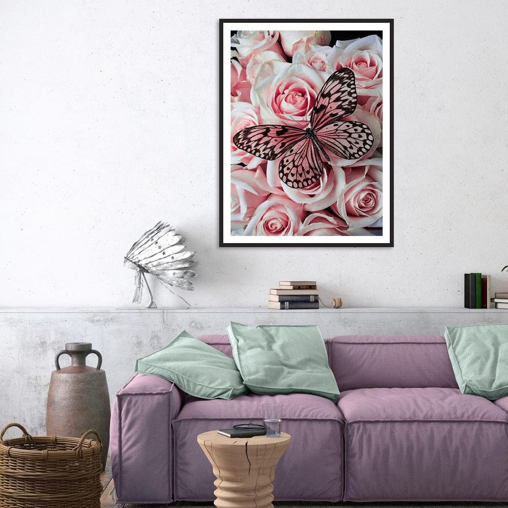 Diamond Painting - Full Round - Flower Butterfly D