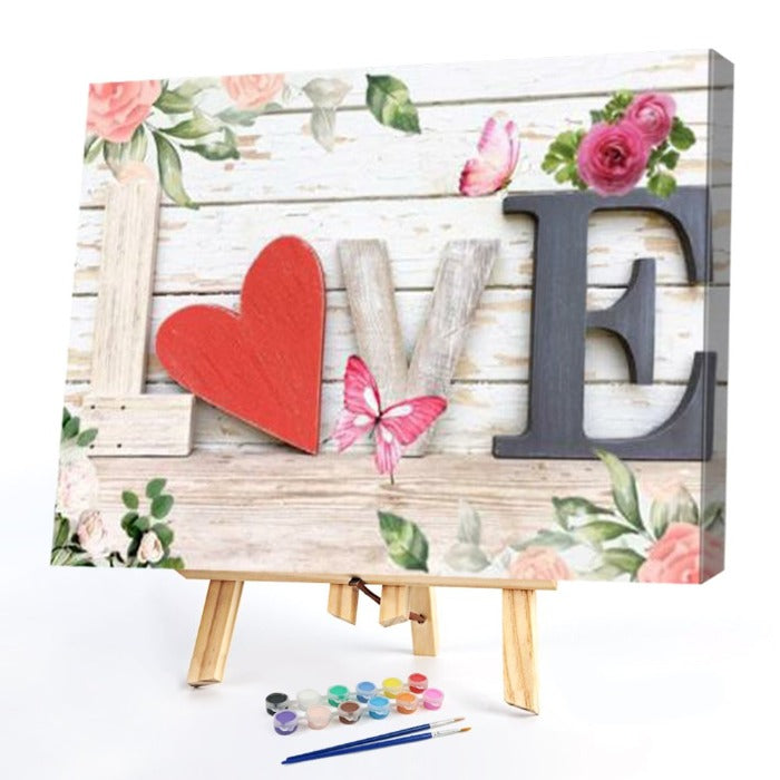 Frameless Oil Paint By Numbers DIY Love Hand Painted Canvas Picture