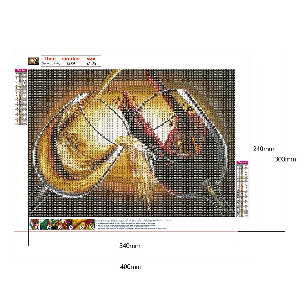 Pintura Diamante - Redondo Completo - Taça de Copo de Vinho