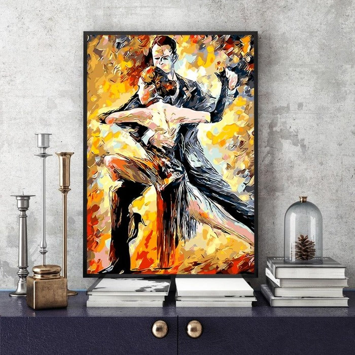 Hand Painted Artwork Frameless DIY Dancers Painting By Numbers Kit