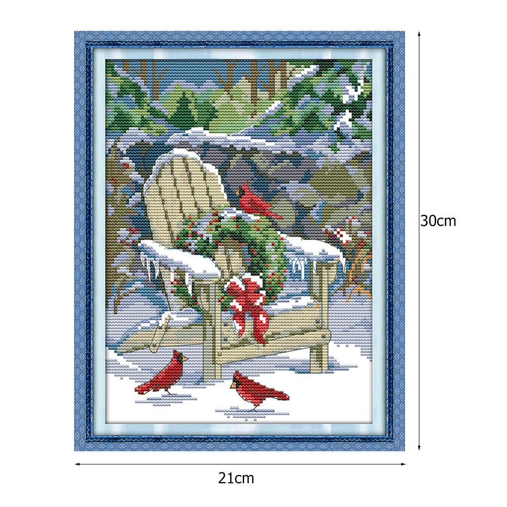 Ponto cruz estampado 14ct - cadeira de neve (21*30cm)