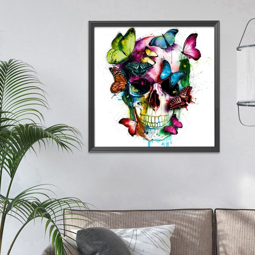 11ct Stamped Cross Stitch - Butterfly Skull (40*40cm)