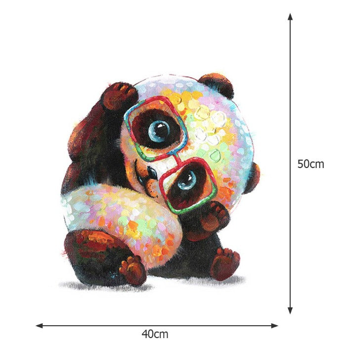Hand Painted Drawing Acrylic Canvas Glasses Panda Wall Art Craft Decor