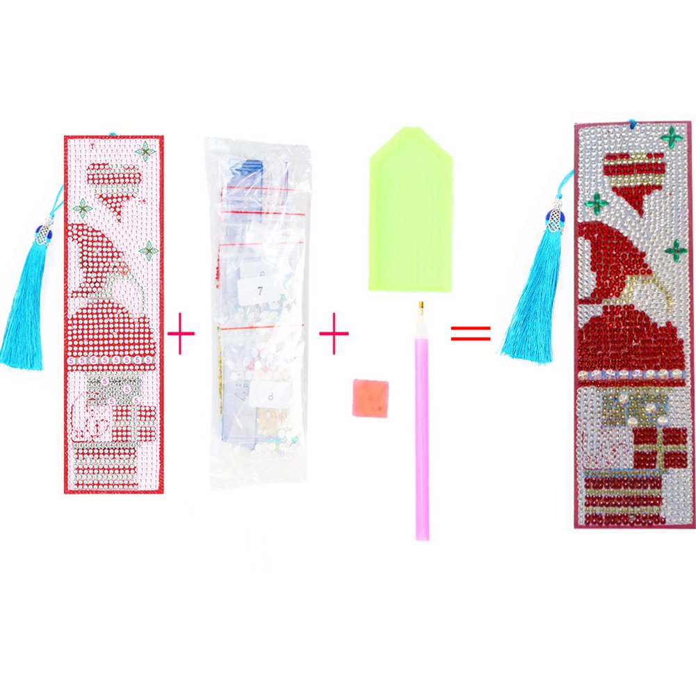 DIY Diamond Painting Bookmark with Tassel Santa Claus
