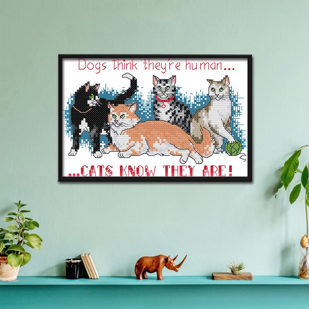 14ct Stamped Cross Stitch - Cats (22*15cm)