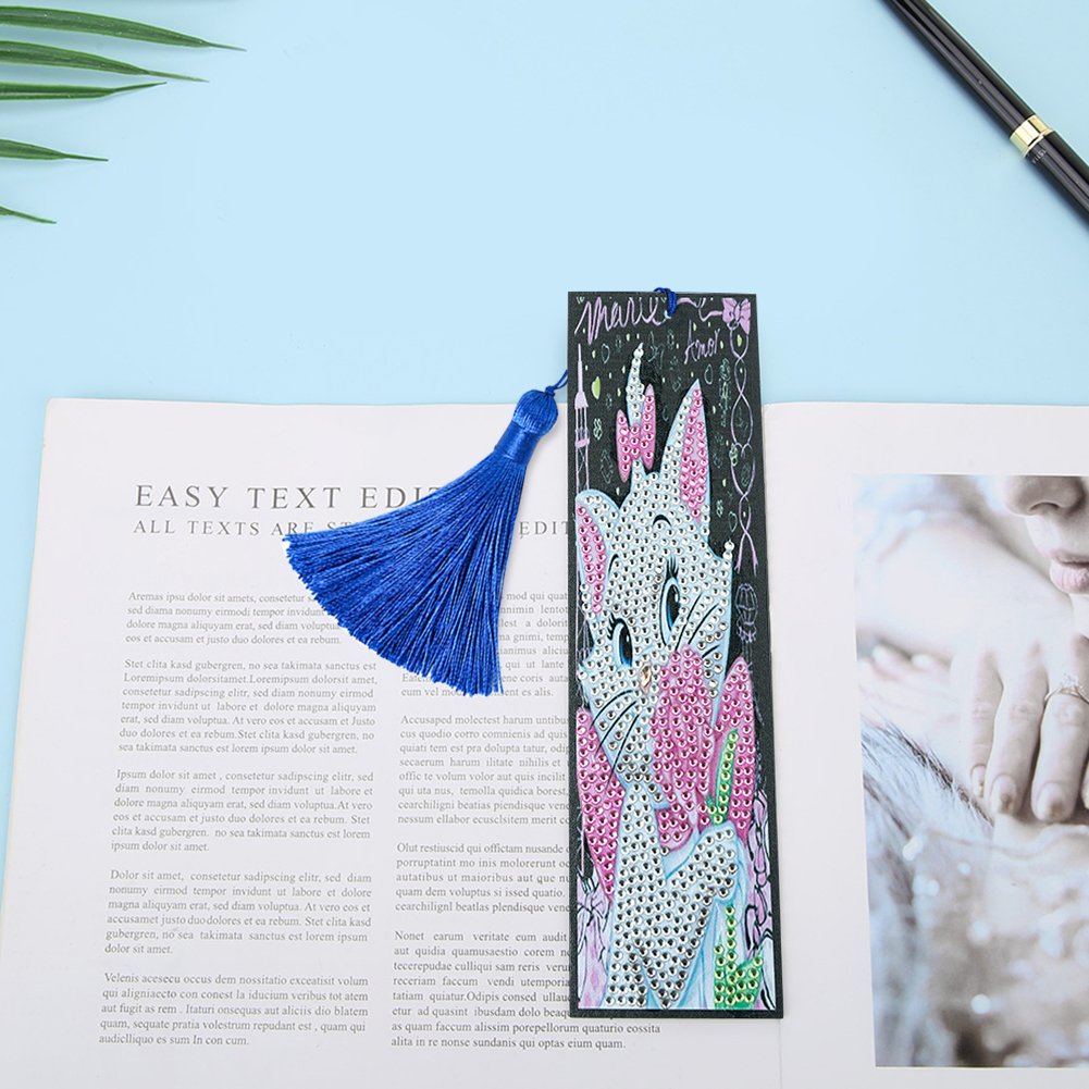 Tassel Page marker Special Shape Diamond Painting Cat Bookmark