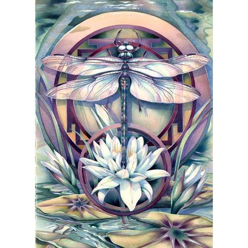 5D Diy Diamond Painting Kit Full Round Beads Dragonfly