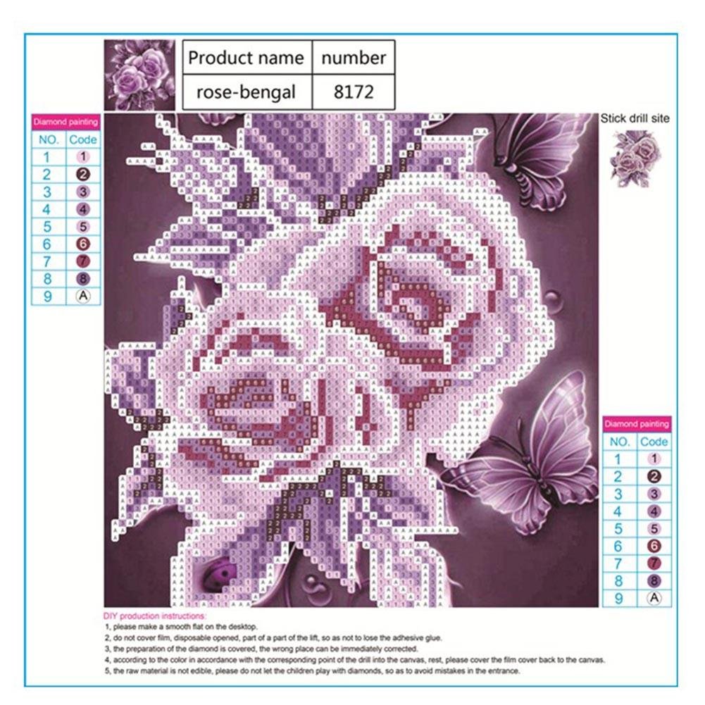 Diamond Painting - Partial Round - Purple Rose 1