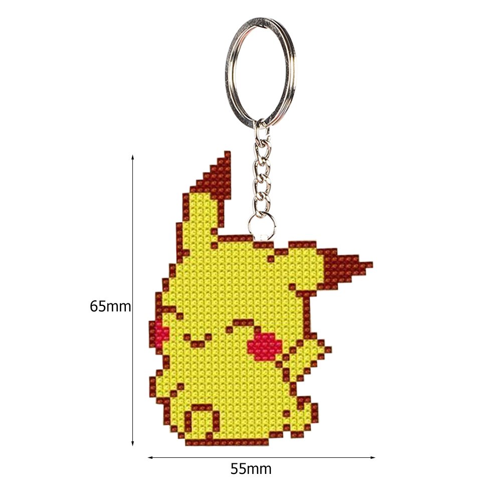 Stamped Beads Cross Stitch Keychain Pikachu