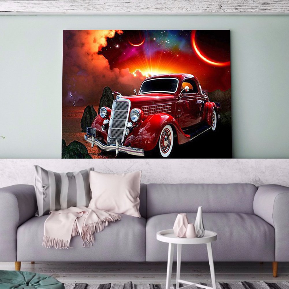 Diamond Painting - Full Round - Retro Car B