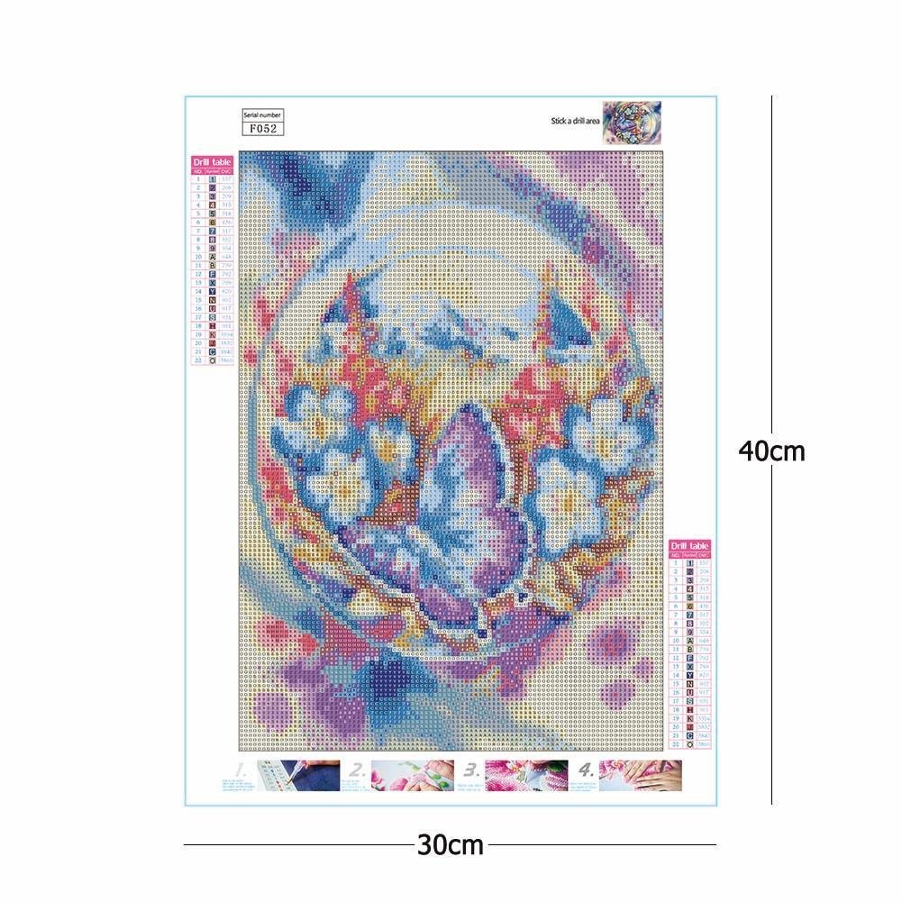 Pintura Diamante - Quadrado Completo - Flor Borboleta
