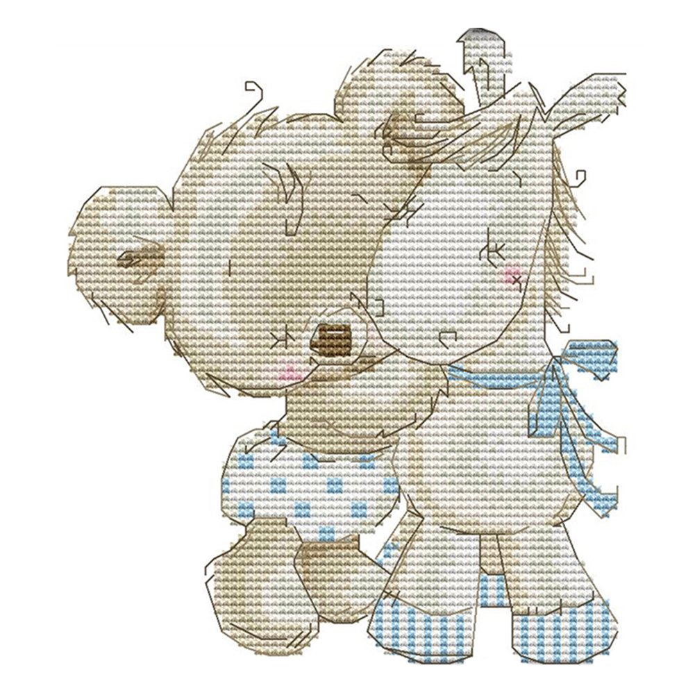 14ct Stamped Cross Stitch Bear Donkey(19*19cm)