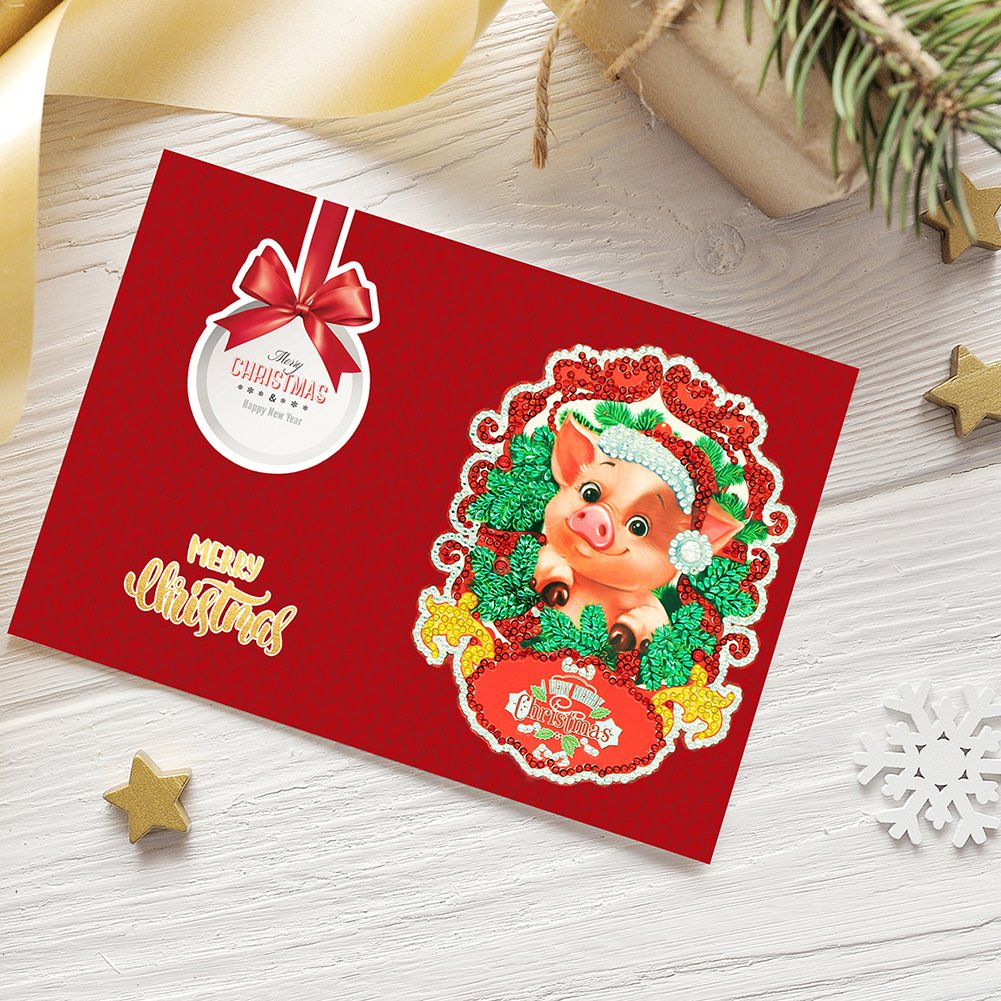 DIY Diamond Painting Greeting Card - Pig