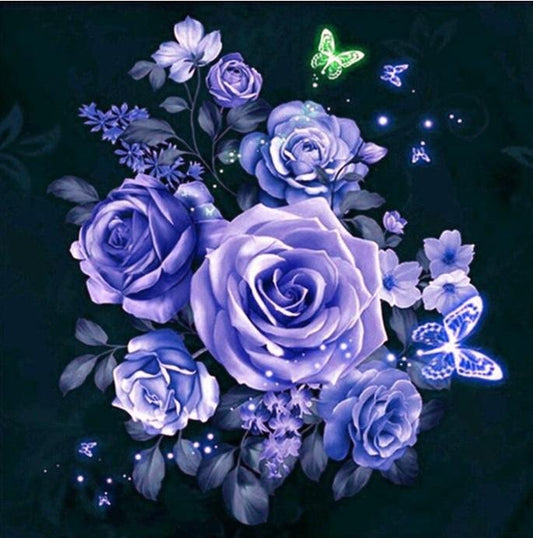 Diamond Painting - Partial Round - Purple Rose