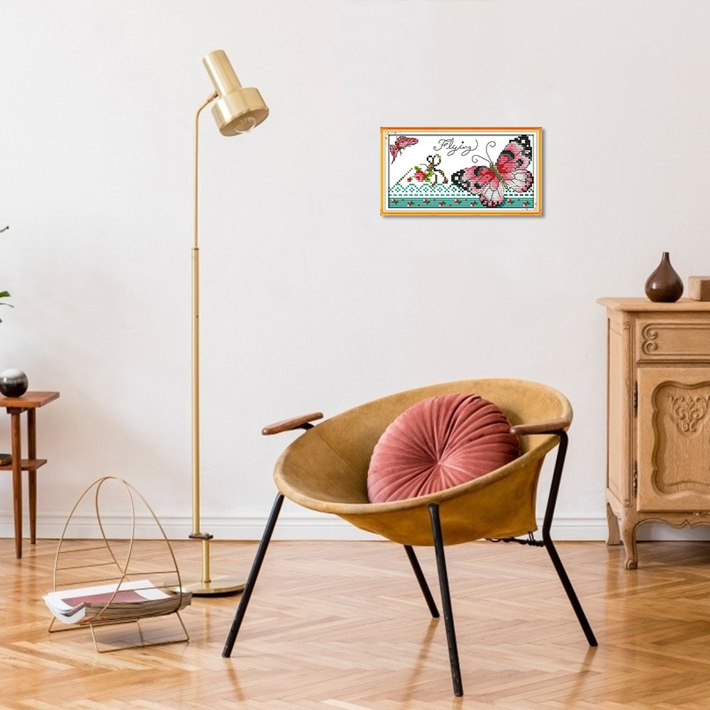 14ct Estampado Ponto Cruz - Borboleta (20*11cm)
