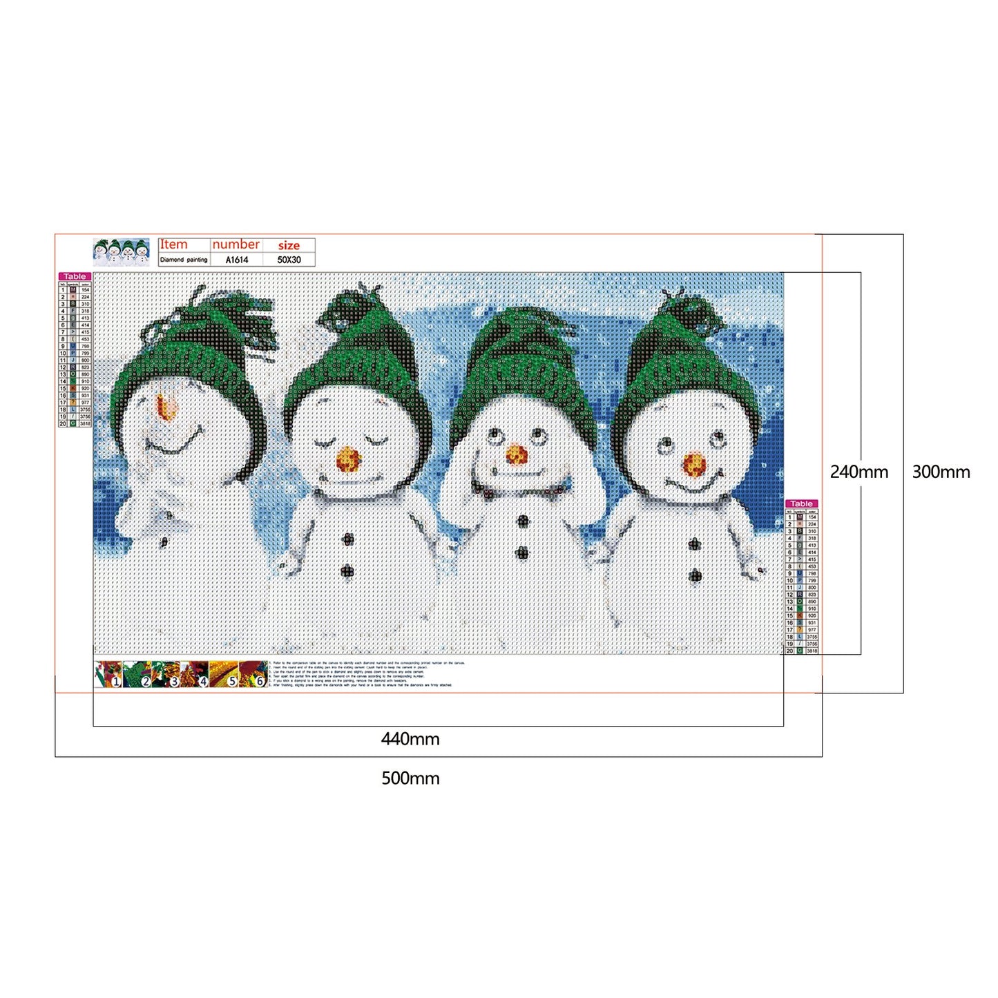 Pintura Diamante - Redondo Completo - Boneco de Neve (30*50cm)