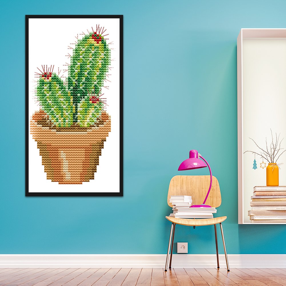 14ct Estampado Ponto Cruz - Cacto (10*19cm)
