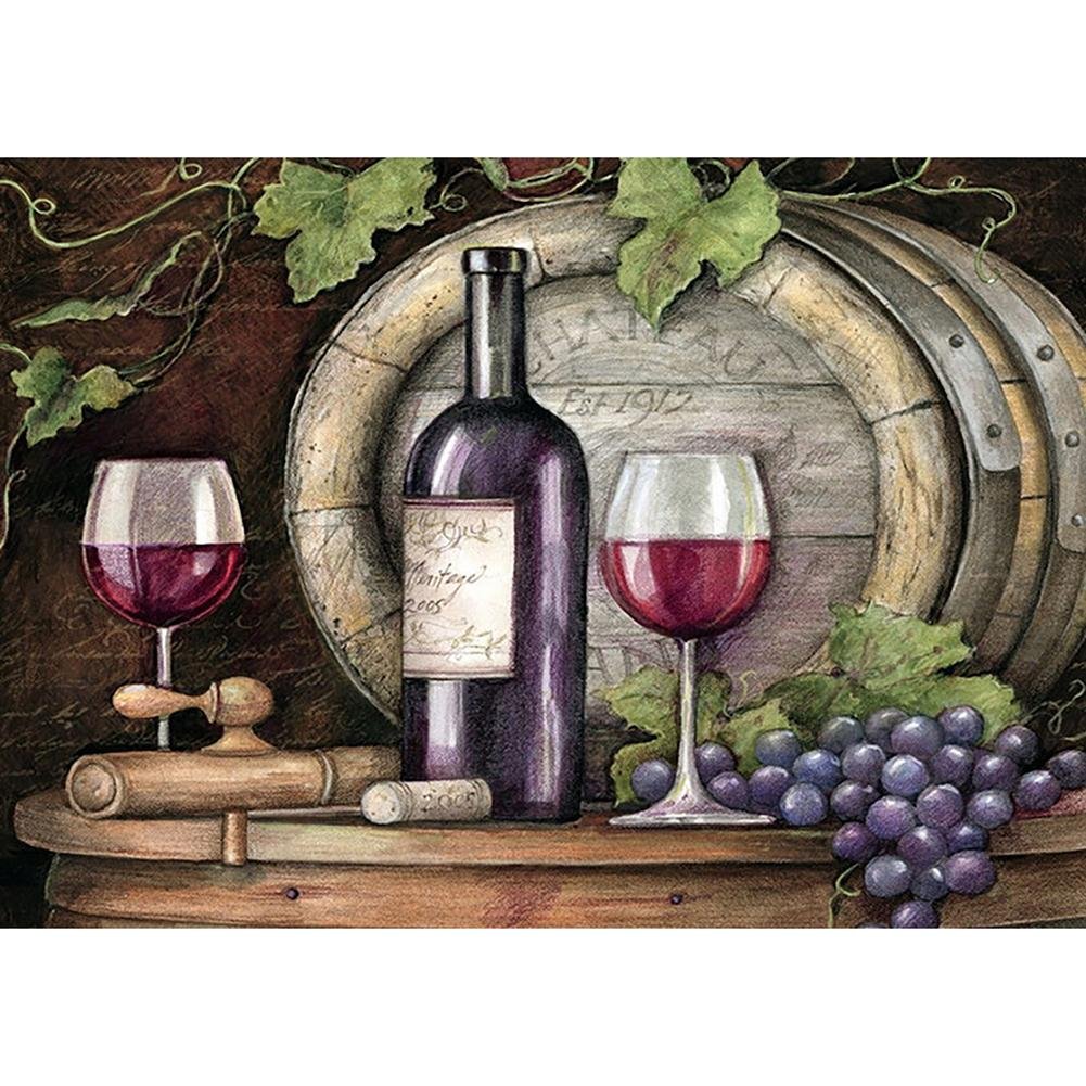 5D Diy Diamond Painting Kit Full Round Beads Wine Glass