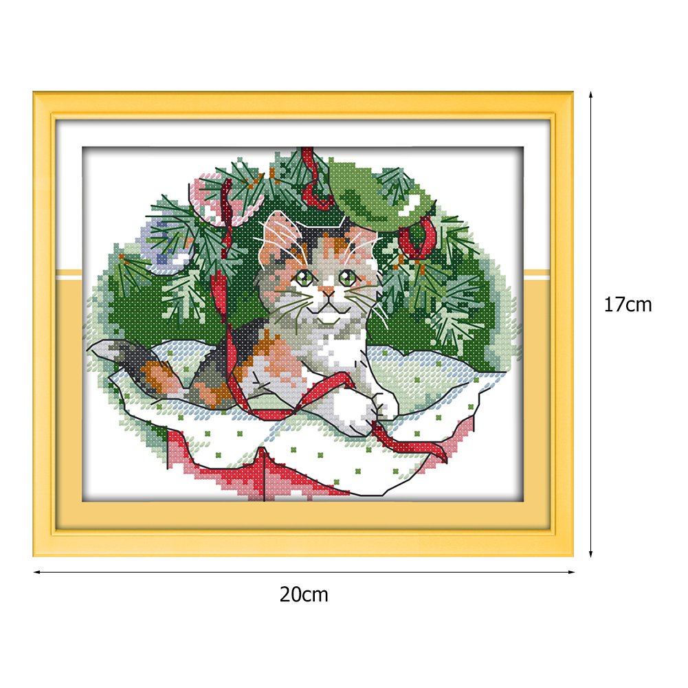 14ct Estampado Ponto Cruz - Gato (20*17cm)
