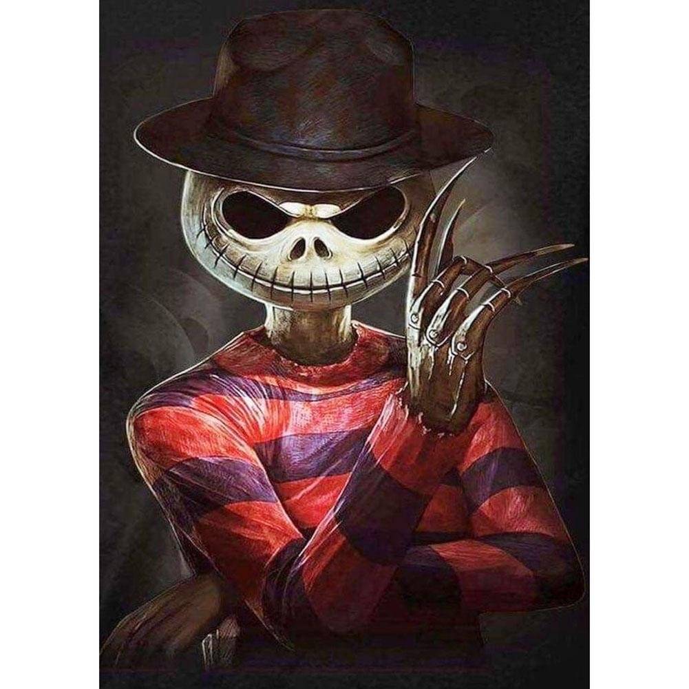 5D Diy Diamond Painting Kit Full Round Beads Skull Human Cat
