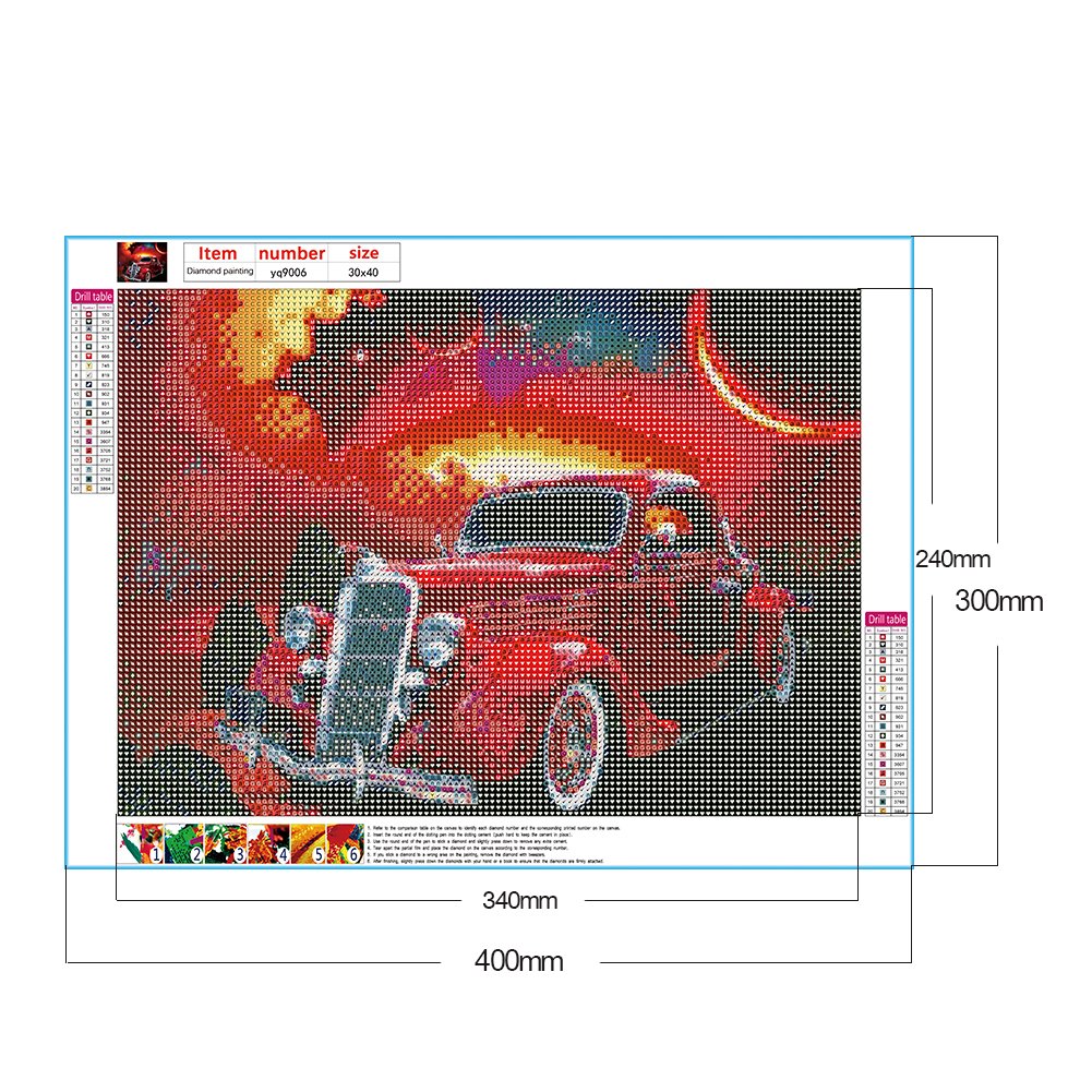 Diamond Painting - Full Round - Retro Car B