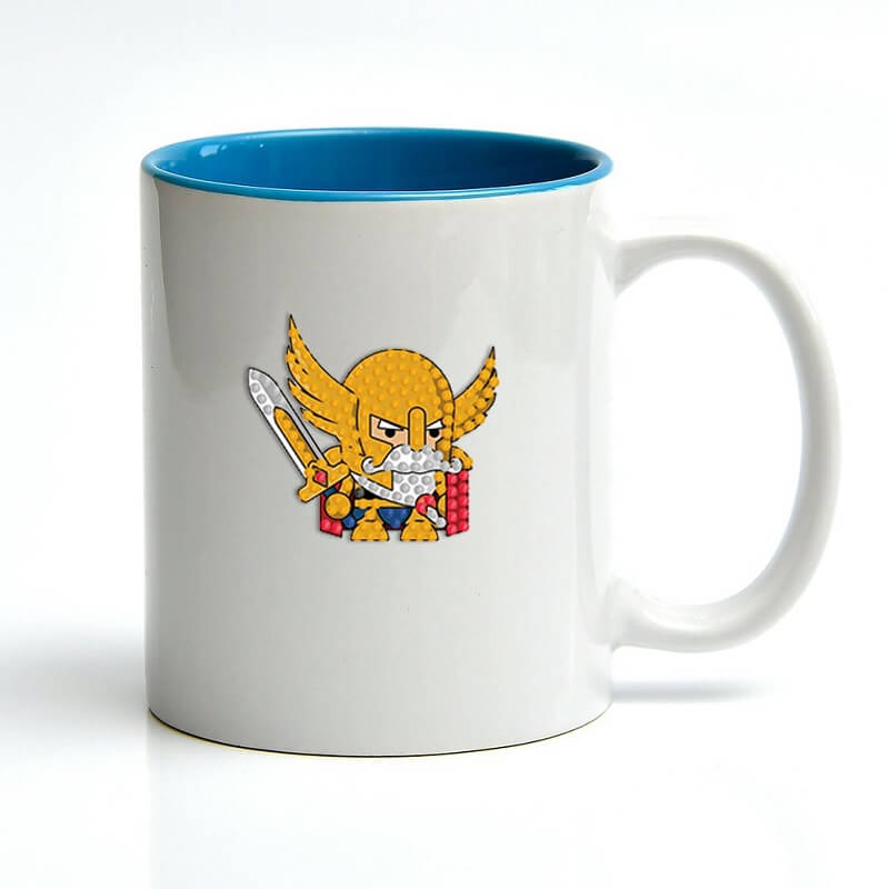 cartoon mosaic diamond painting sticker on white cup