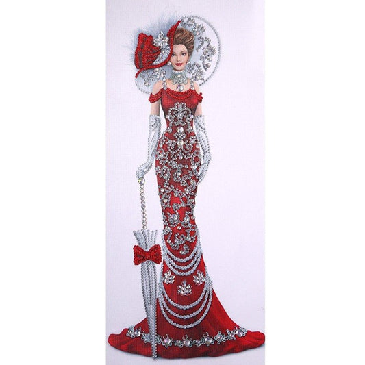 DIY 5D Crystal Rhinestone Diamond Painting Kit Red Dress Angel (30*60cm)