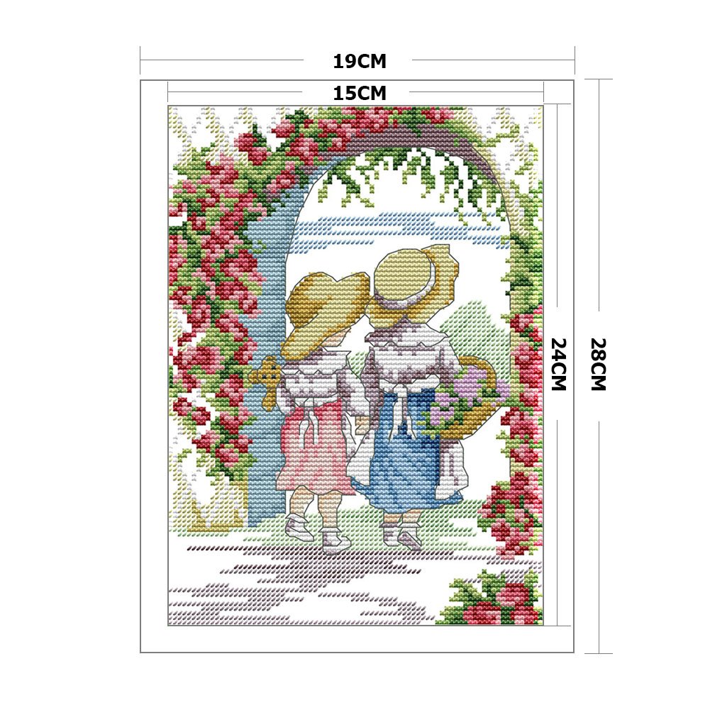 Ponto cruz estampado 14ct - porta rosa (19*28cm)