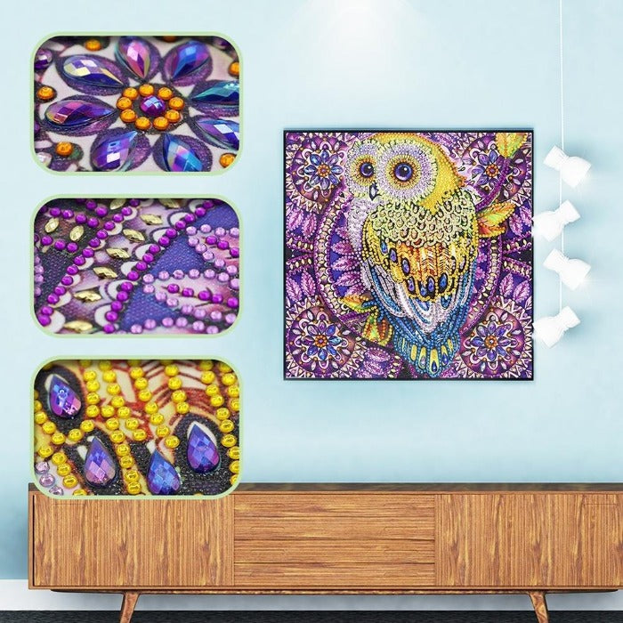 DIY 5D Crystal Rhinestone Diamond Painting Kit Gold Owl
