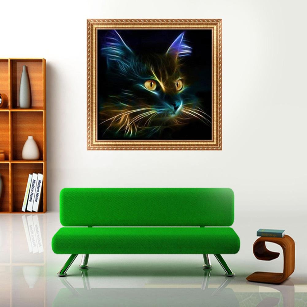 Kit de pintura de diamante DIY 5D - Redondo Parcial - Gato