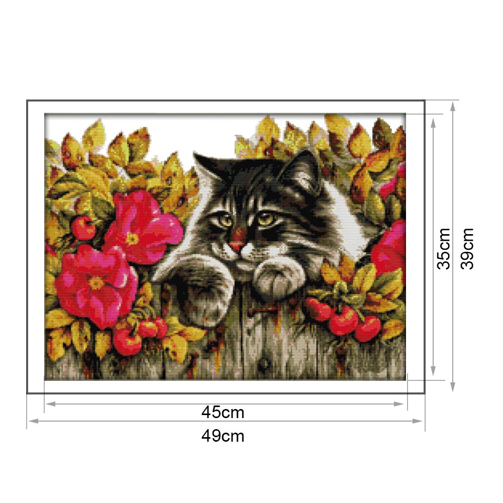 14ct Estampado Ponto Cruz - Gato (49*39cm)