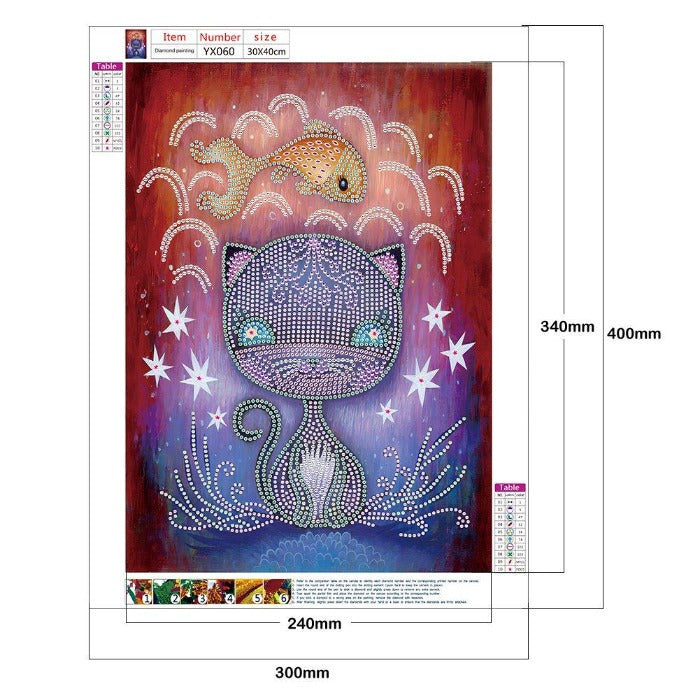 Cartoon Cat Partial Special Shape Drill Rhinestone Mosaic Craft Kit