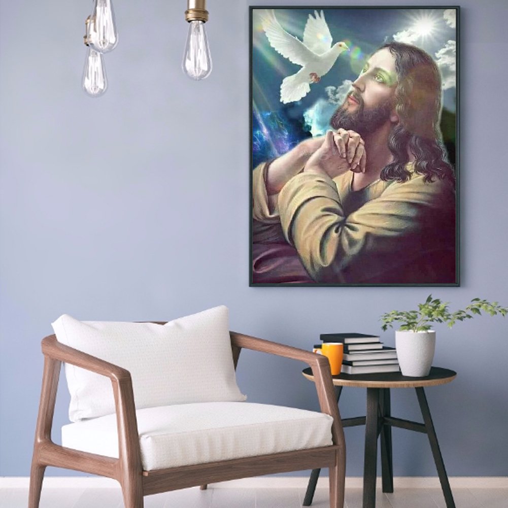 Pintura Diamante - Redondo Completo - Pássaro Jesus