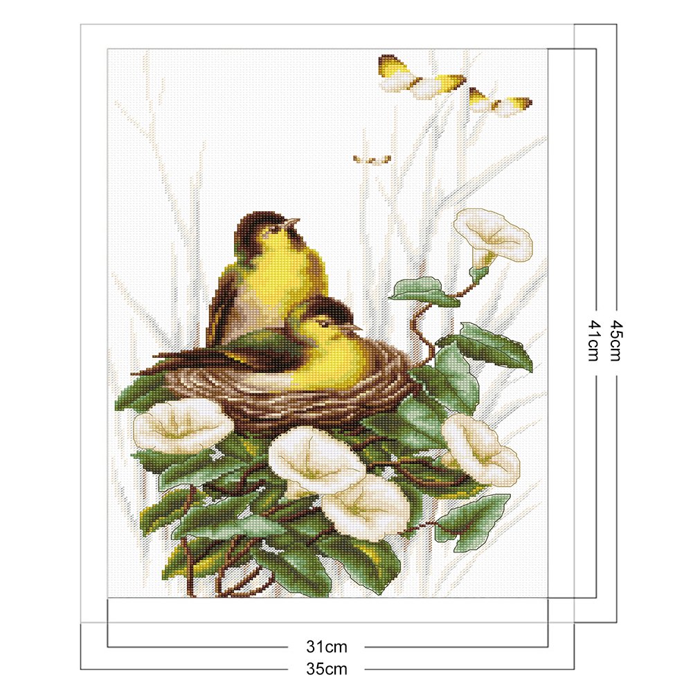 11ct Estampado Ponto Cruz - Ninho de Pássaro (35*45cm)