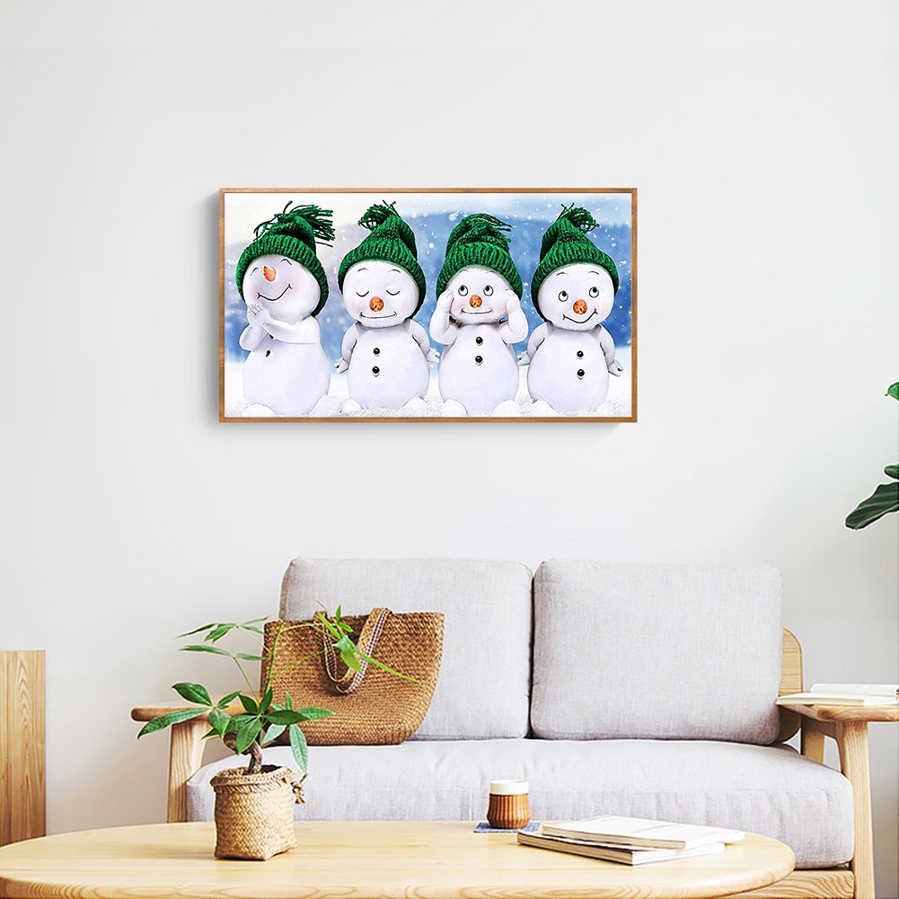 Pintura Diamante - Redondo Completo - Boneco de Neve (30*50cm)