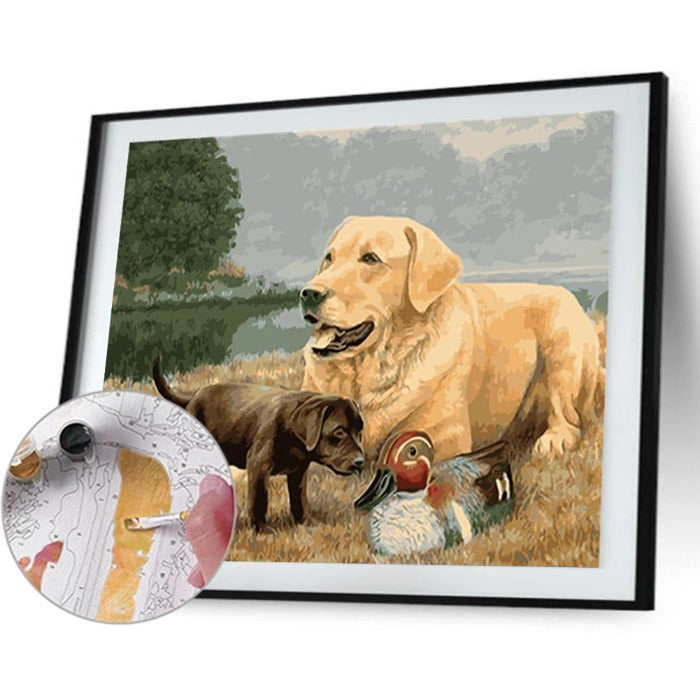 Dog Hand Painted Acrylic Canvas Modern Wall Art Craft