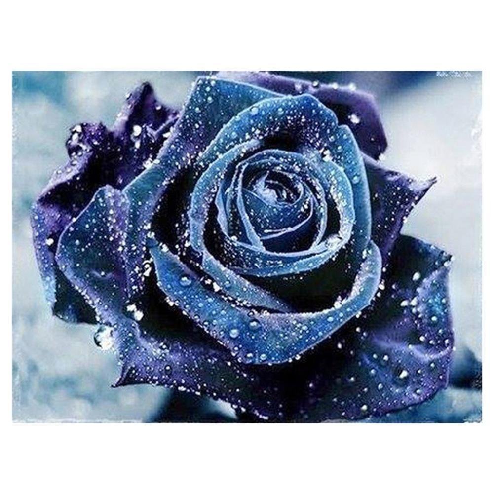 Blue Rose Partial Round Diamond Beads Art Set