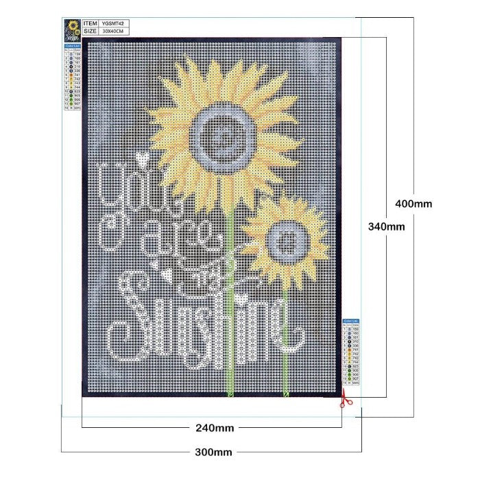Luminous DIY 5D Crystal Rhinestone Diamond Painting Kit You are My Sunshine