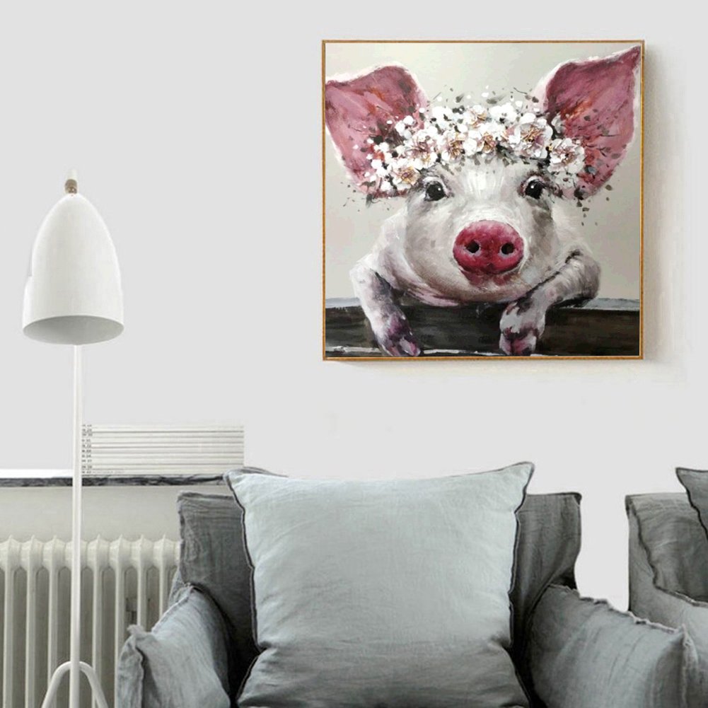 Diamond Painting - Full Round - Flower Pig