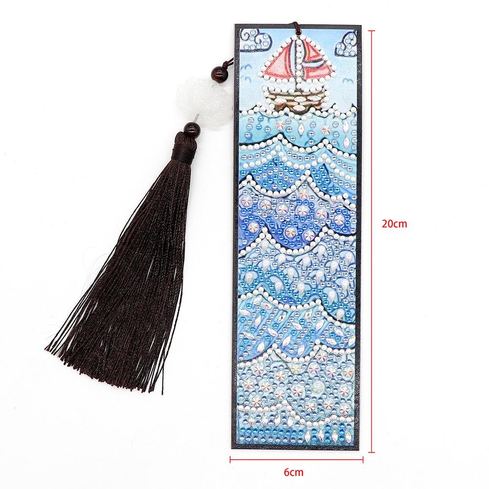 DIY Special Shape Diamond Painting Bookmark Tassel Embroidery Wave Crafts