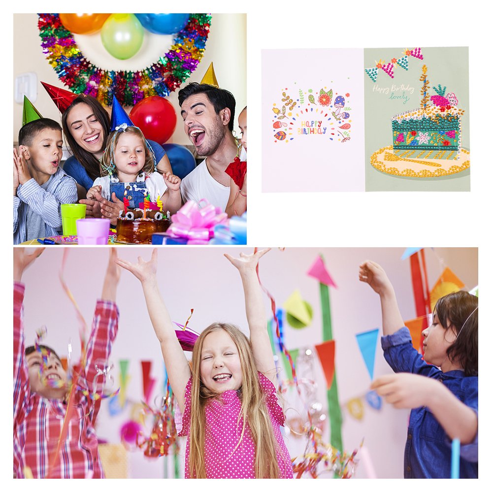 DIY 5D Diamond Painting Happy Birthday Postcard-Cake