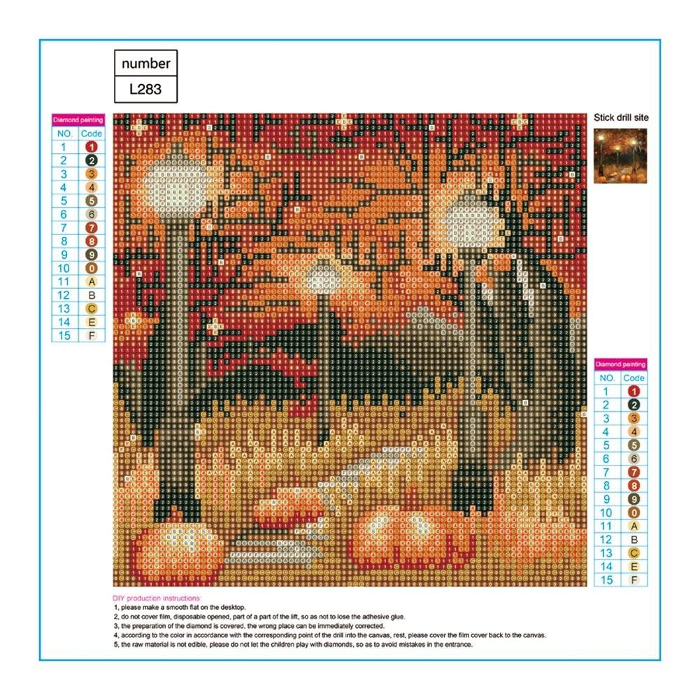 Diamond Painting - Full Round - Forest Pumpkin Scary Night