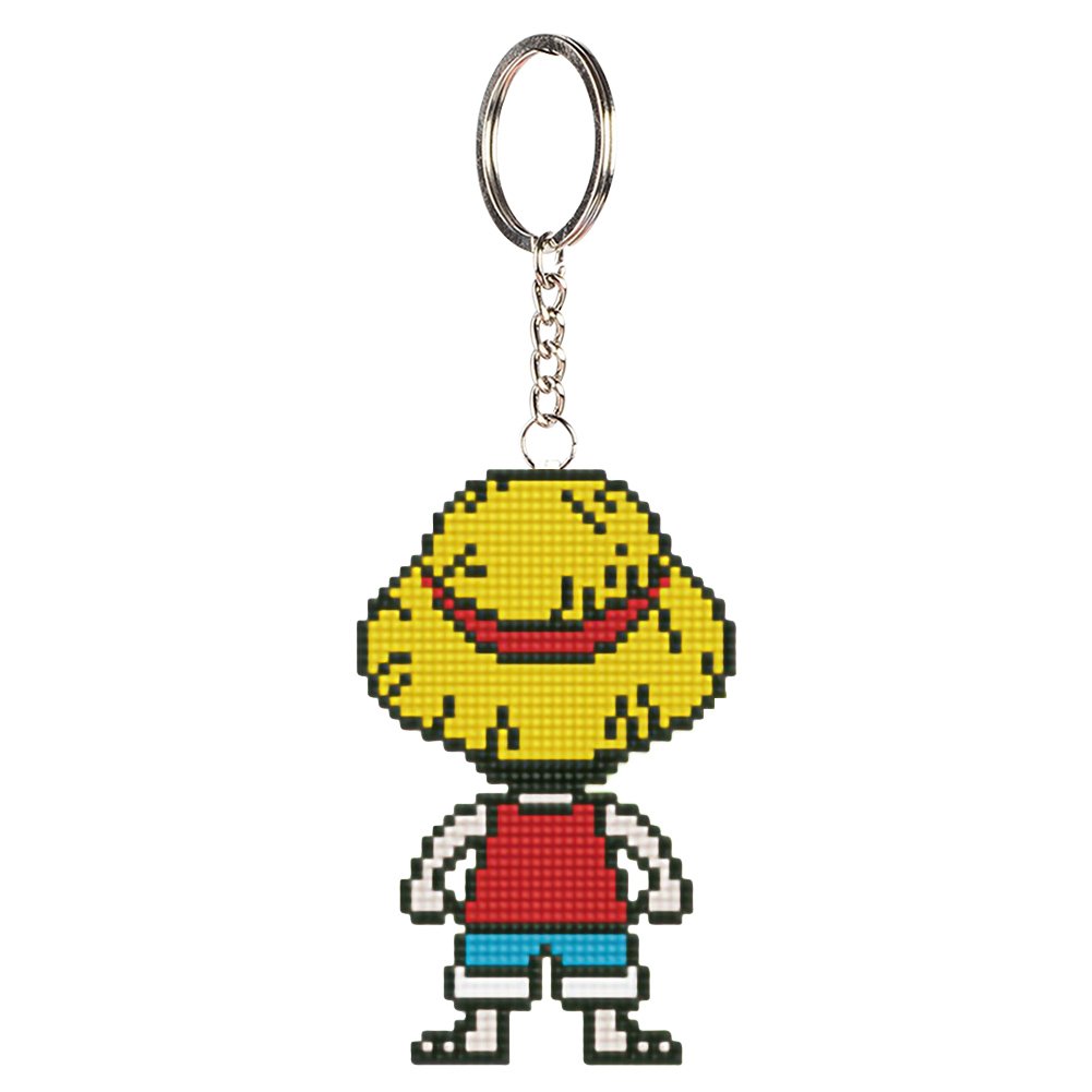 Cartoon Stamped Beads Cross Stitch Keychain
