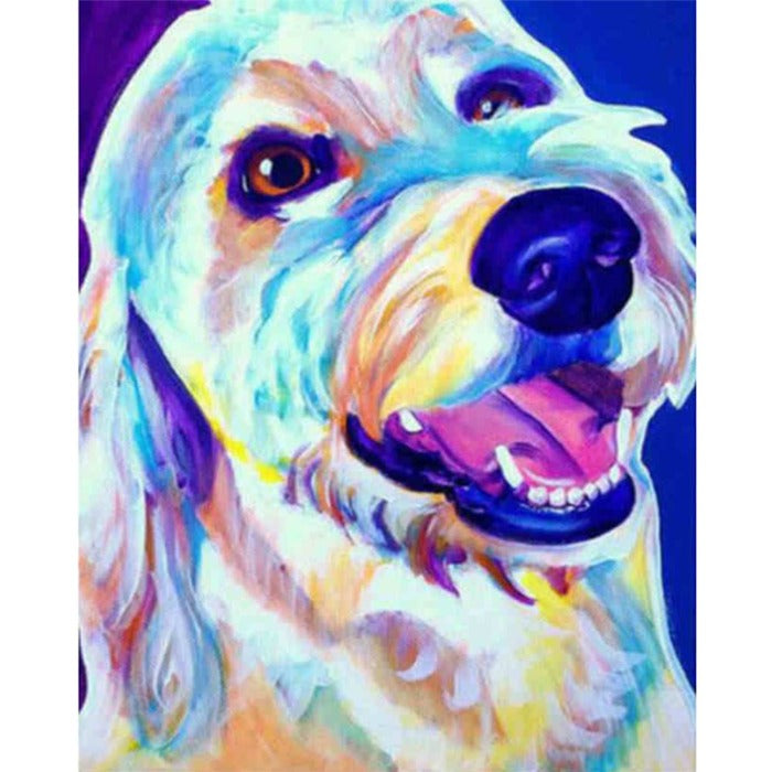 Hand Painted Colorful Dog Modern Wall Art Craft Decor