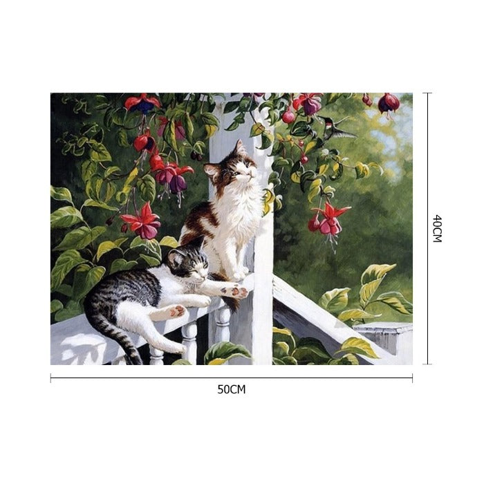 Running Cats On the Railing Painting Picture By Numbers