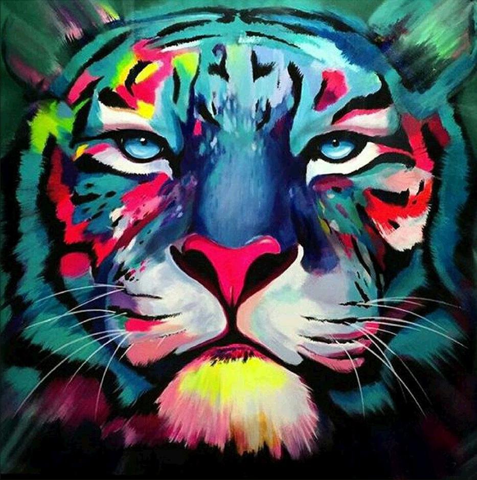 Diamond Painting - Full Round - Colorful Tiger B