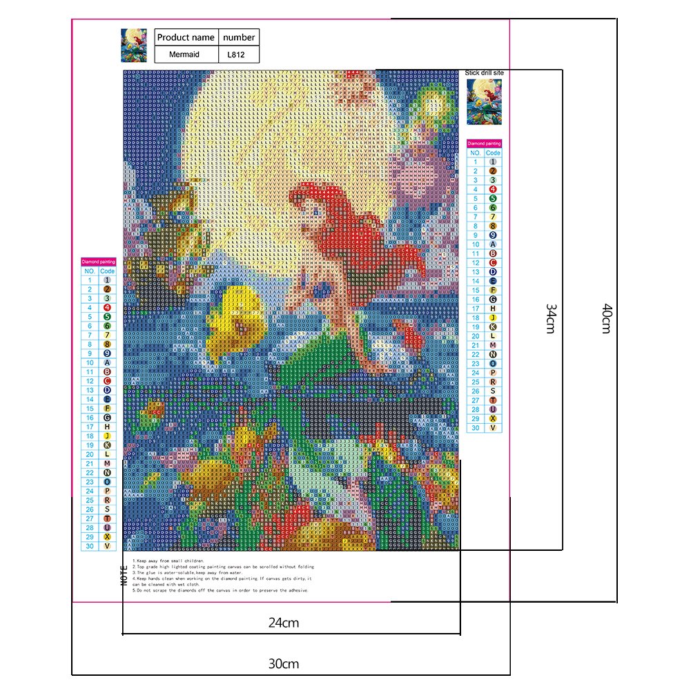 Pintura Diamante - Redondo Completo - Sereia