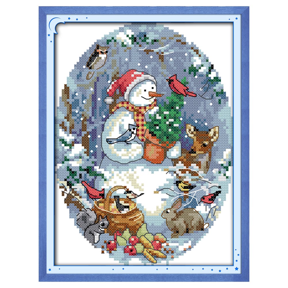14ct Stamped Cross Stitch Snowman (22*18cm)
